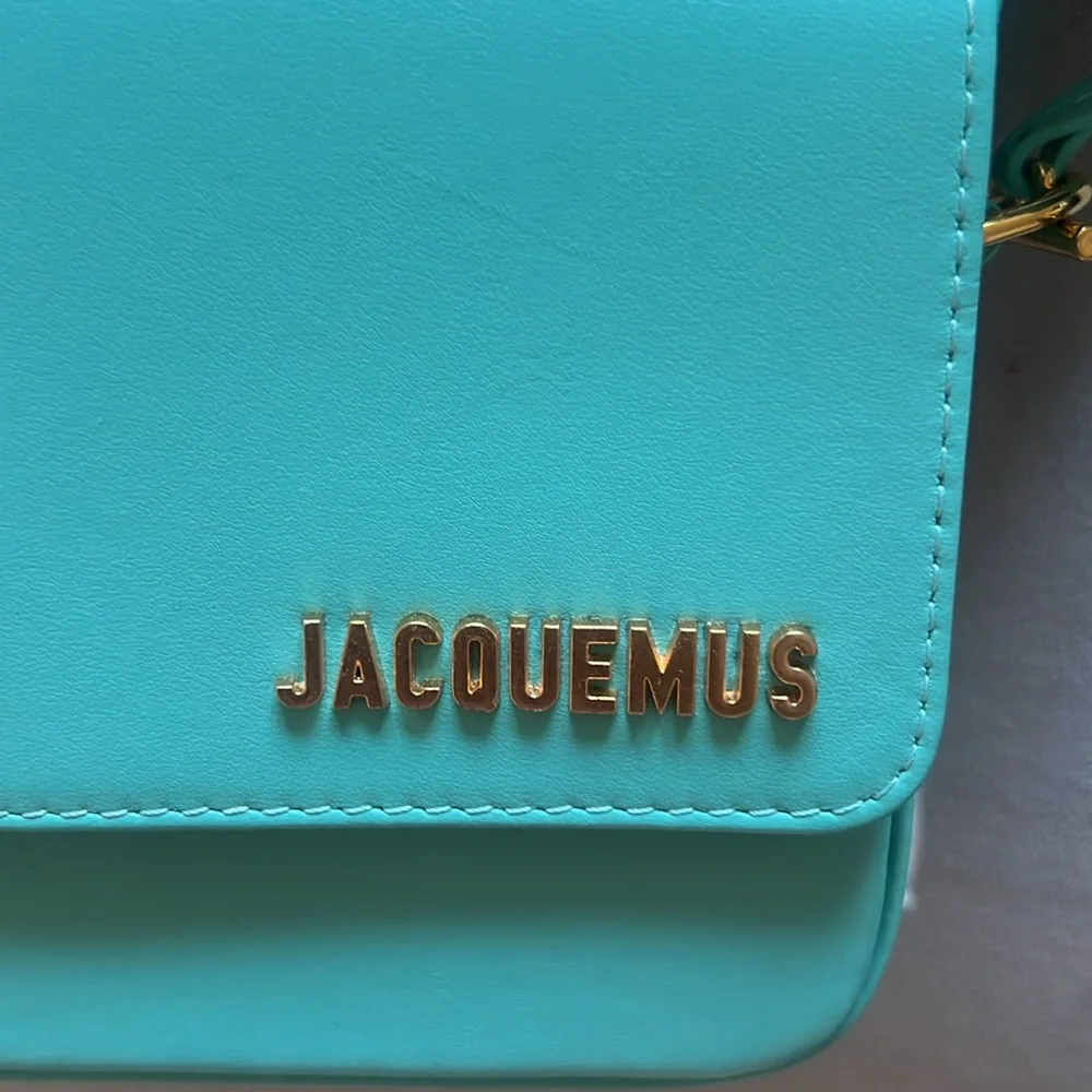 Jacquemus light turquoise le Carinu bag with Gold Hardware- like new - Picture 2 of 16